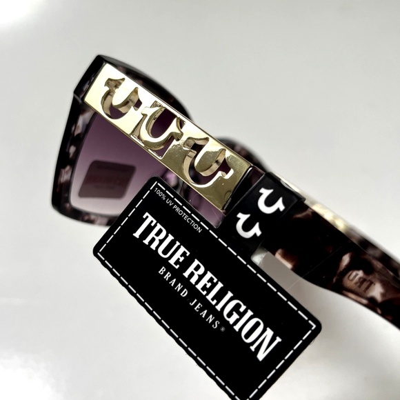 New Original TRUE RELIGION Cat Eye Tortoise Shell Sunglasses Acetate Triple Logo main image 4